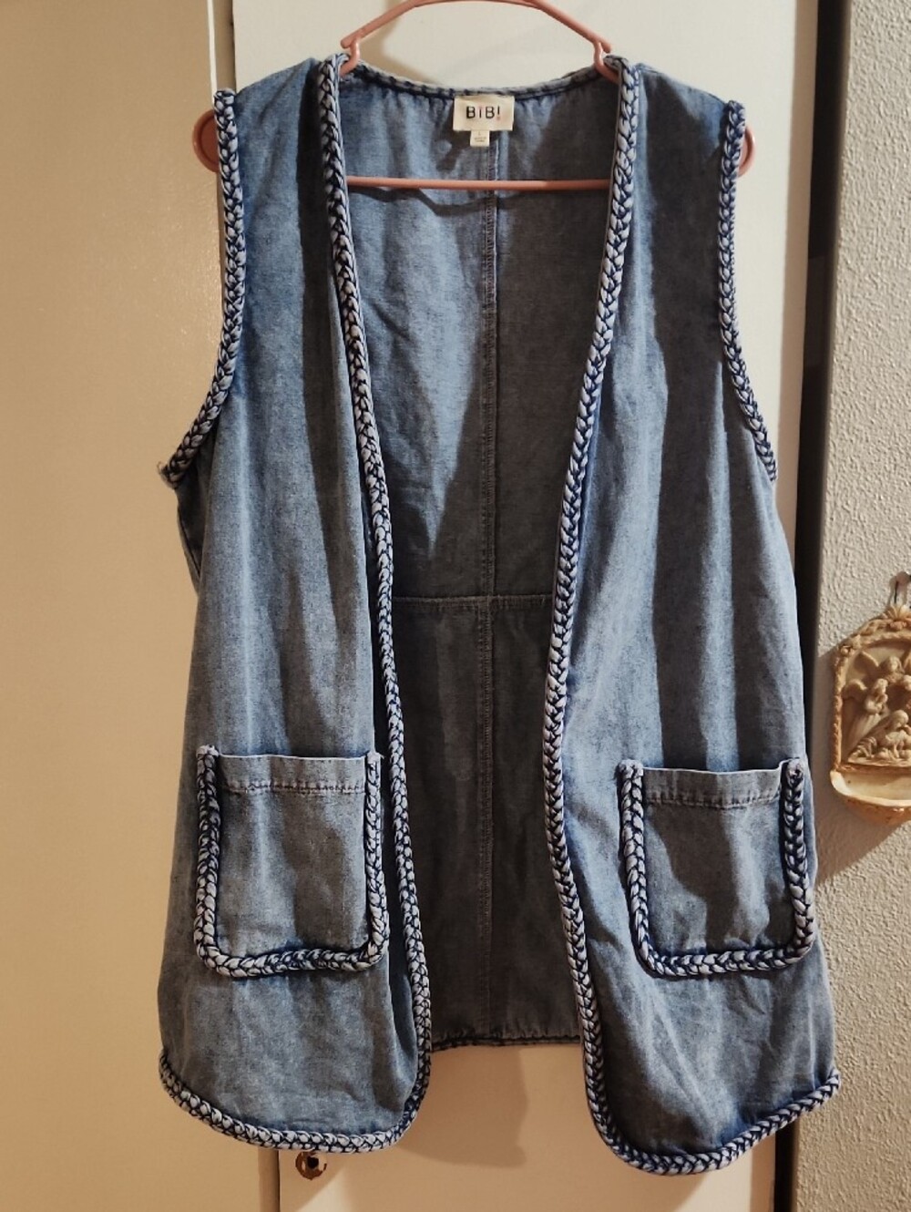 BiBi Light Blue Long Denim Ladies' Vest Sz L